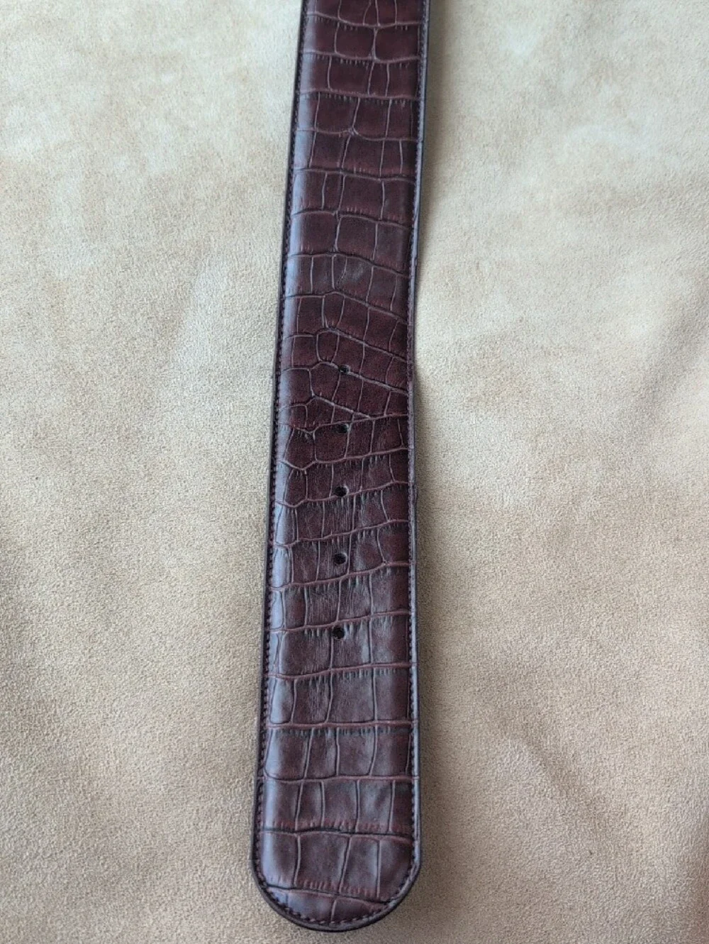CHAPS Dark Brown Croc-Embossed Leather Belt